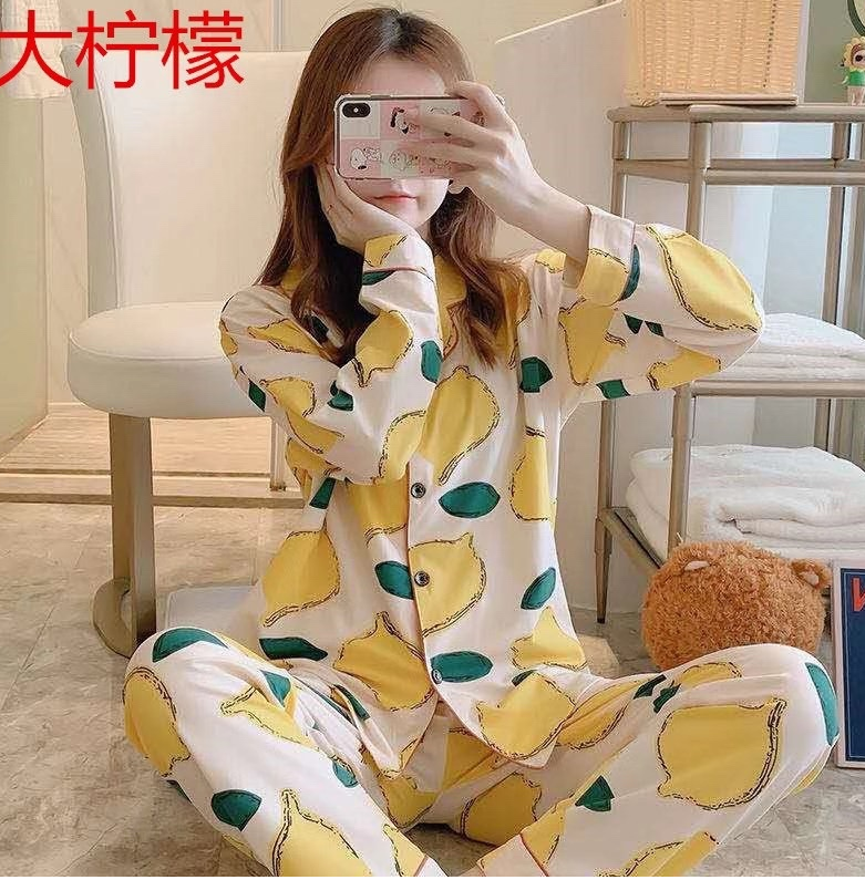 女春秋冬季新款长袖开衫卡通睡衣