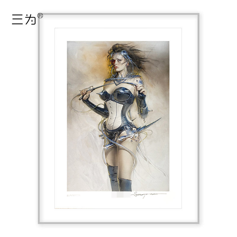 三为日本艺术大师空山基性感女郎系列限量亲笔签名版画正品保真