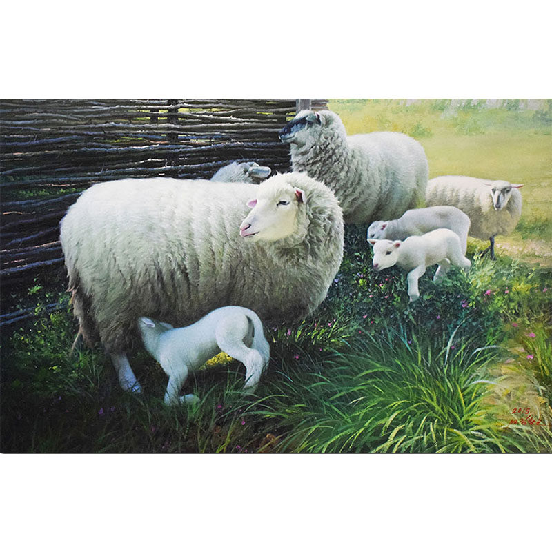 【即拍即得】朝鲜油画 功勋艺术家 金昌浩《羊》-锦绣山