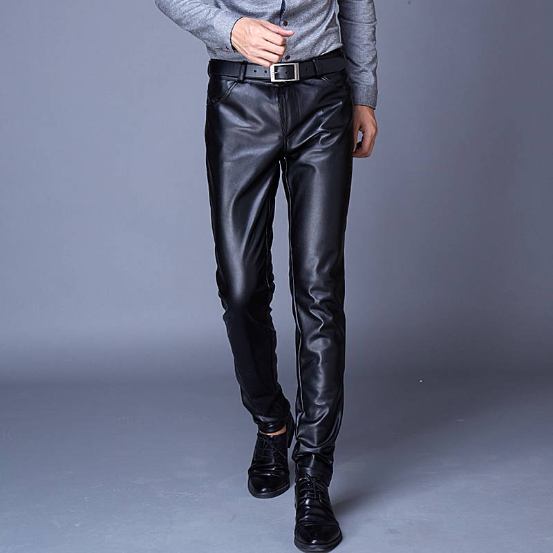 修身皮裤男冬季加绒加厚骑行紧身小脚摩托车男士保暖机车防水防风