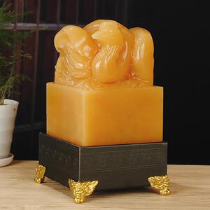凤凰摆件玉玺天然玉石米黄玉凤印印章客厅办公室风水品