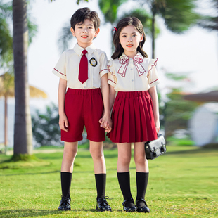 六一儿童节表演合唱演出服小学生夏季毕业照班服英伦风幼儿园园服