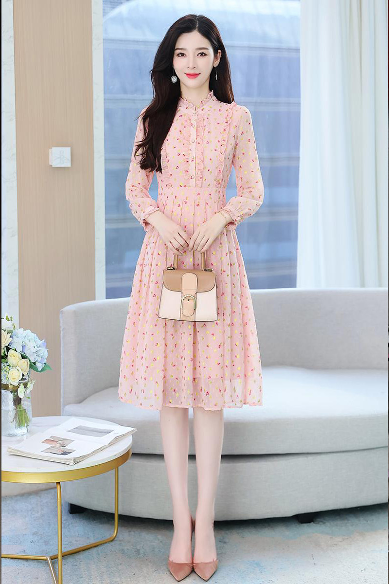 广州十三行女装爆款连衣裙高端一手货源小个子大码韩版修身长袖裙