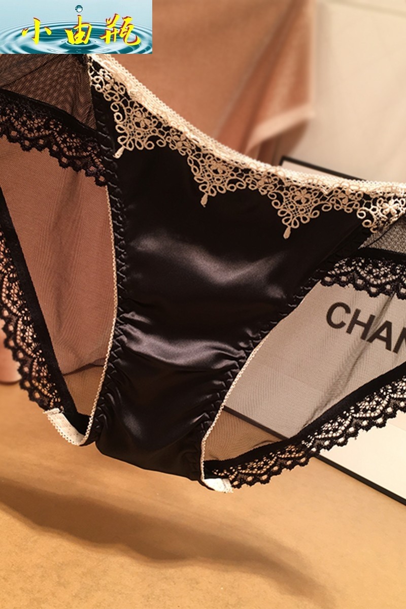 欧美宫廷贵族女士内裤网纱丝质绸缎性感蕾丝内裤女诱惑纯棉底裆