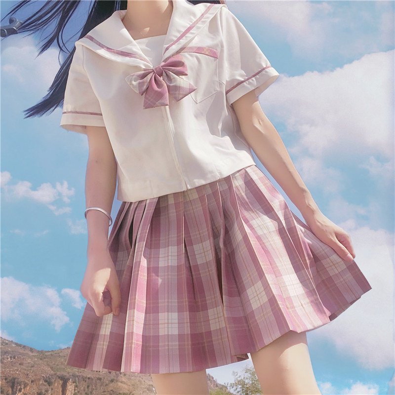 树莓红茶jk制服裙女全套正版原创格子百褶裙日系学院套装衬衣短袖