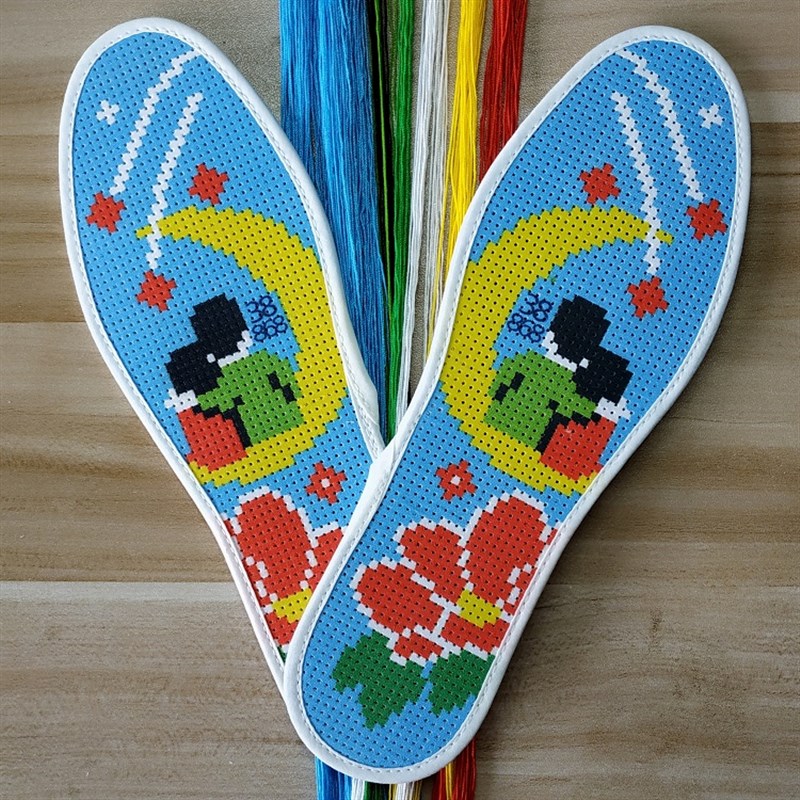 一折鞋垫十字绣全棉纯手工