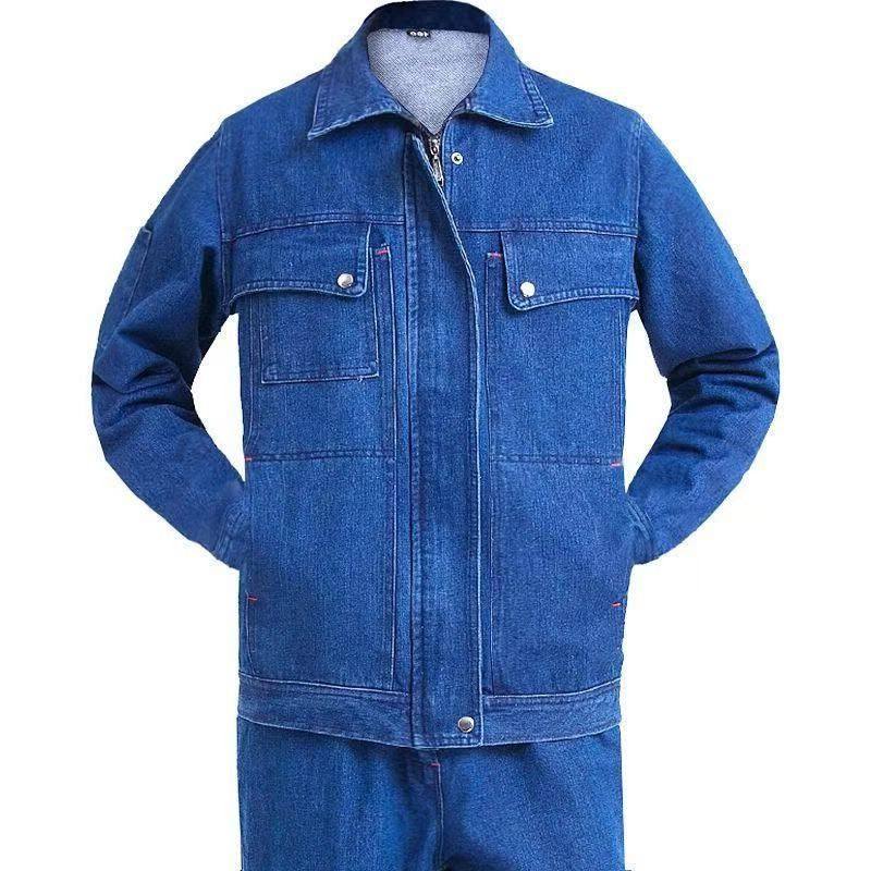 耐磨工作服牛仔加厚工装冬季电焊套装男防烫电力电工焊工劳保服