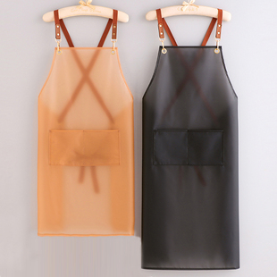 新款加长透明围裙女家用厨房做饭防水防油餐饮水产专用工作服定制