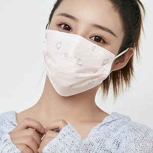 卡通女童草莓女神时尚大人一次性图案三层口罩印花碎花儿童小口罩