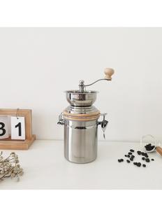 日式不锈钢手摇磨豆机家用大容量咖啡粉收纳手磨咖啡机研磨机器具