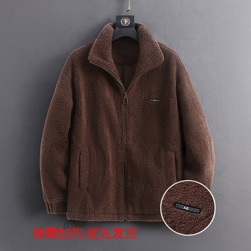 外套加绒男士保暖秋冬季防寒防风时尚潮流年轻轻奢新款立领拉链