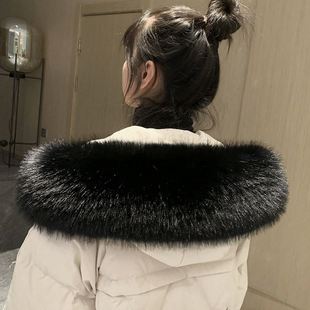 配羽绒服的毛领子专用衣服更换单独帽子单卖大衣白色皮衣派克服貉