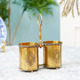 费灵家居印度进口手工工艺品 黄铜提手双格收纳桶筷子筒花筒装饰