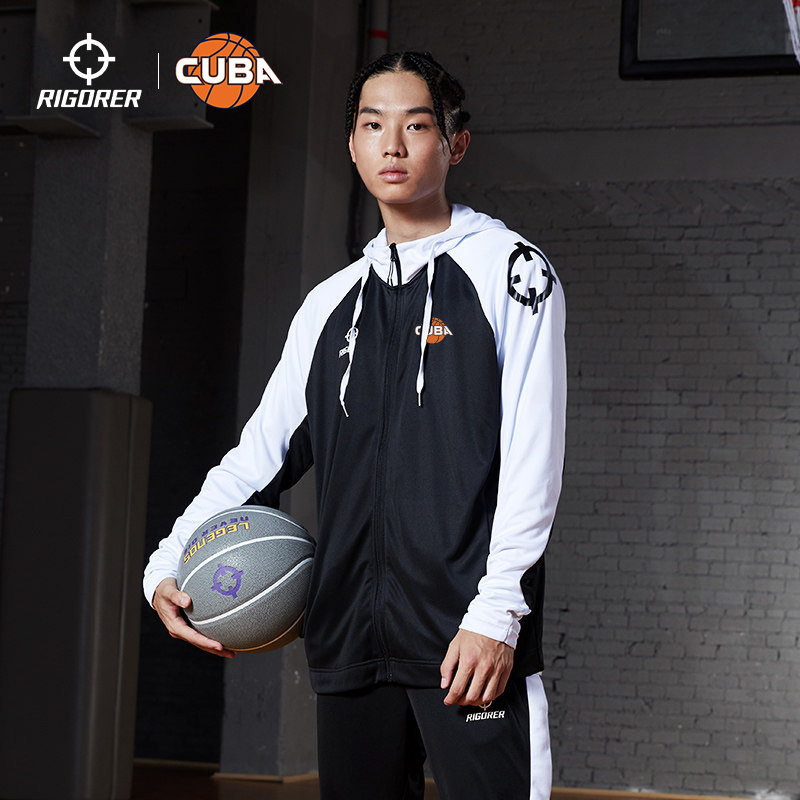 准者篮球出场服卫衣男连帽拉链开衫运动训练撞色拼接时尚外套上衣