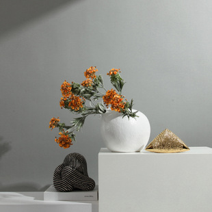 创意陶瓷大肚子花瓶黑白多小口艺术装饰假花鲜花工艺品摆件新款