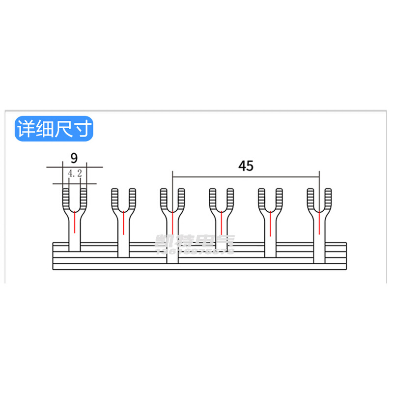 GV2汇流排63A45间距紫铜1.5*73P连接排NS2-25马达保护接线排