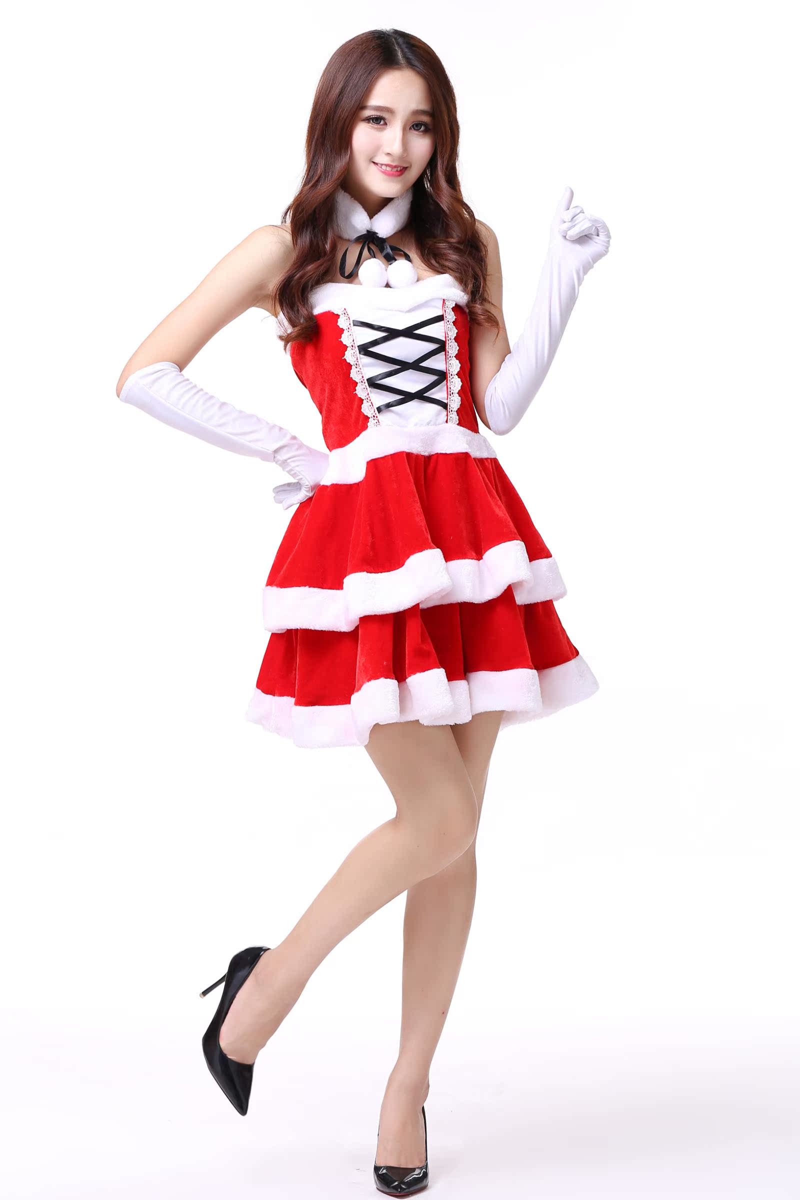 圣诞套装可爱主题装扮红色圣诞老人圣诞节演出公主圣诞服饰