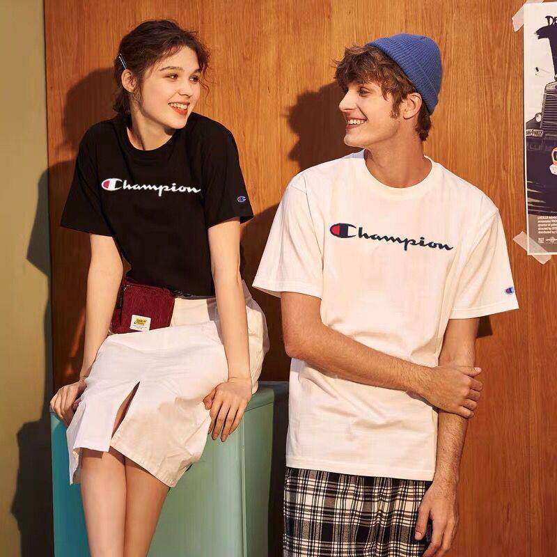 champion美国冠军短袖刺绣logo冠军男女高端life线情侣潮牌t恤夏