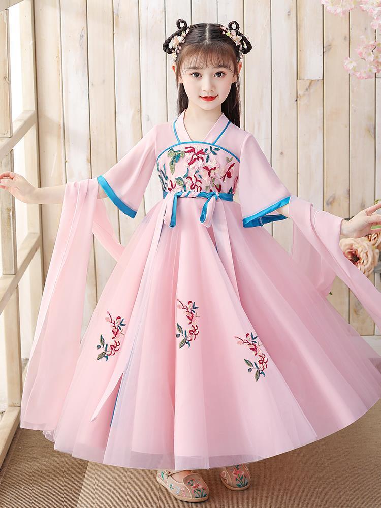 儿童汉服女装裙子中国风夏装连衣裙小女孩唐装童春秋新款超仙古