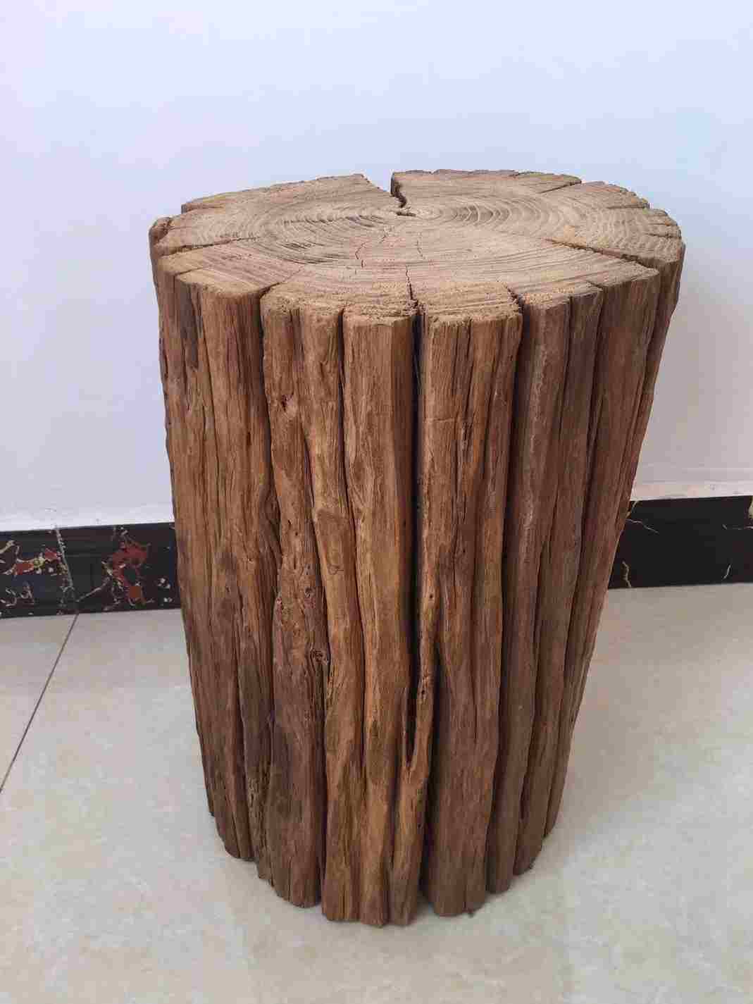 老榆木原木墩风化木墩茶桌凳实木凳背景摆件装饰花墩家用茶台底座