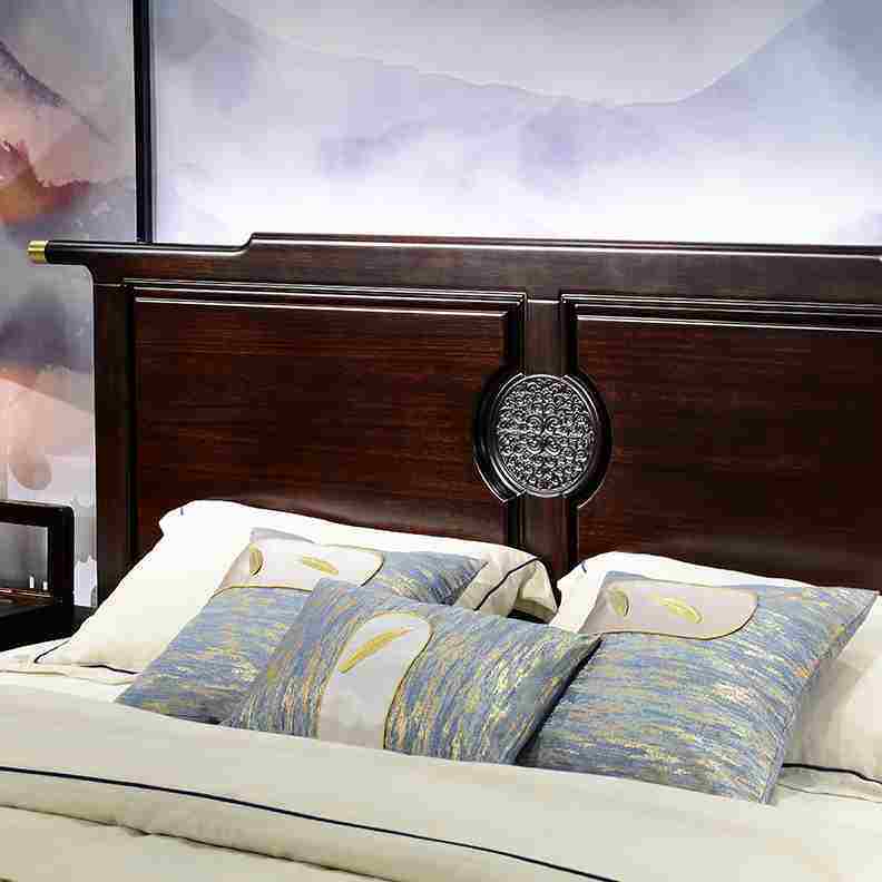 高档新中式实木床18米黑檀木床现代中式主卧双人床15禅意乌金木家