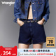 Wrangler威格24春夏新款清水洗女士美式复古百搭时尚显瘦牛仔短裤