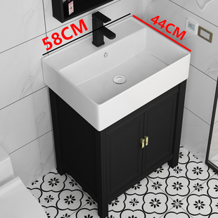 黑色落地式浴室柜洗漱盆柜窄长型小尺寸卫生间加长洗手盆宽40左右