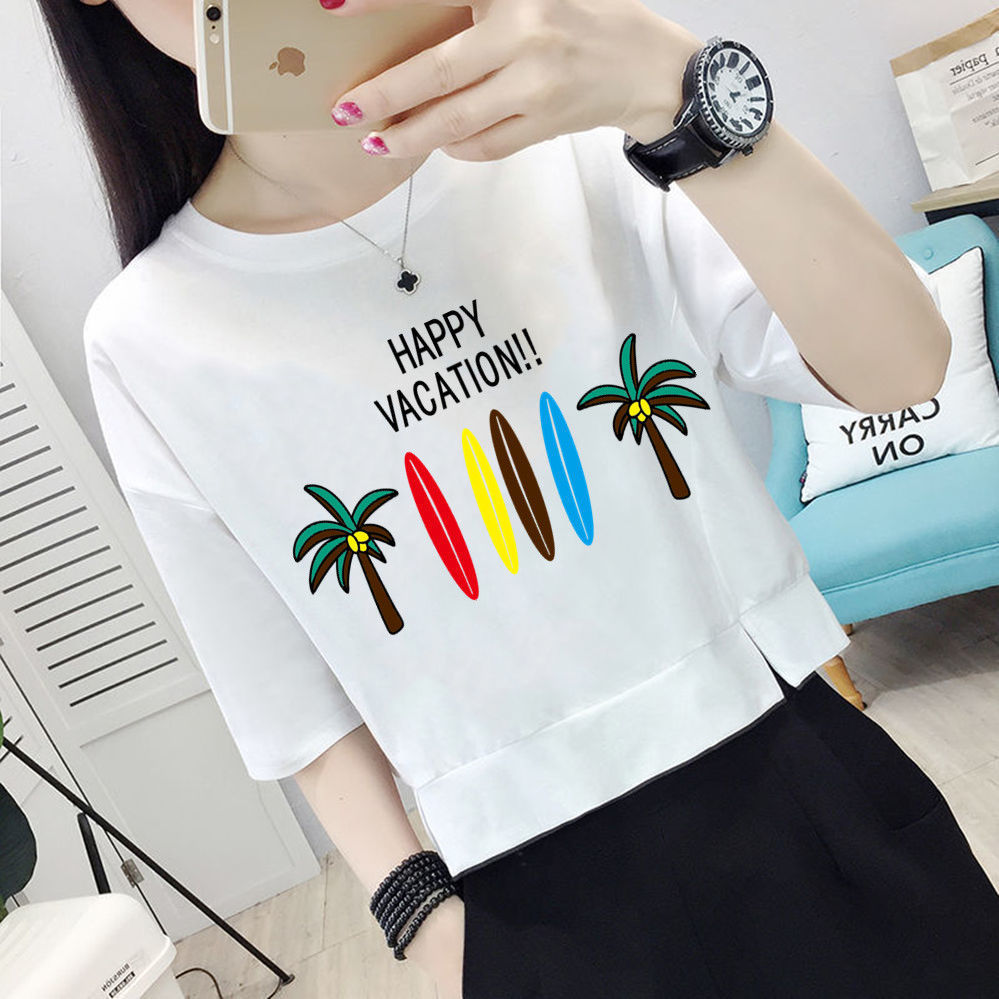 2021短款短袖t恤女新款韩版潮流宽松夏季上衣宽松个性时尚印花|msdalam kategori Butik wanita / wanita, baju-T - dari Buy2taobao.com untuk memberikan perkhidmatan ejen Taobao profesional membeli