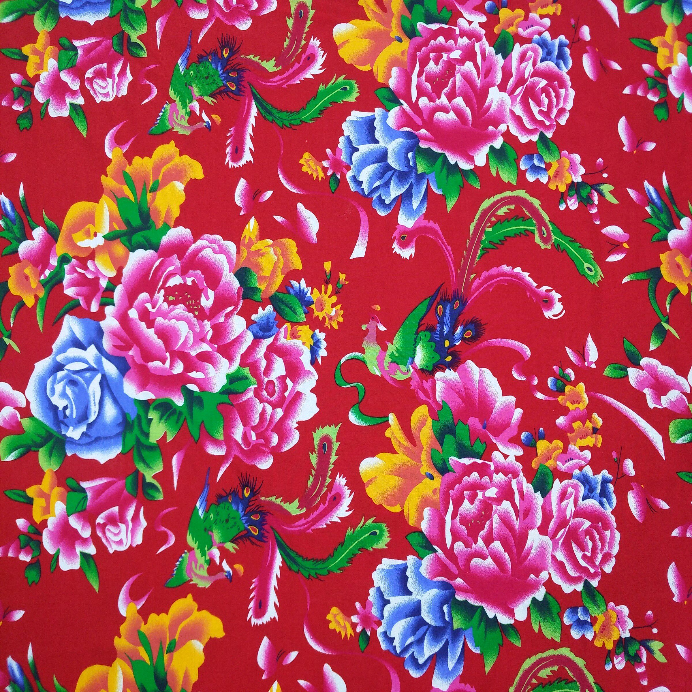 热销老花式_开门红花布料面料布头手工民族风面布妈妈花式老粗布棉