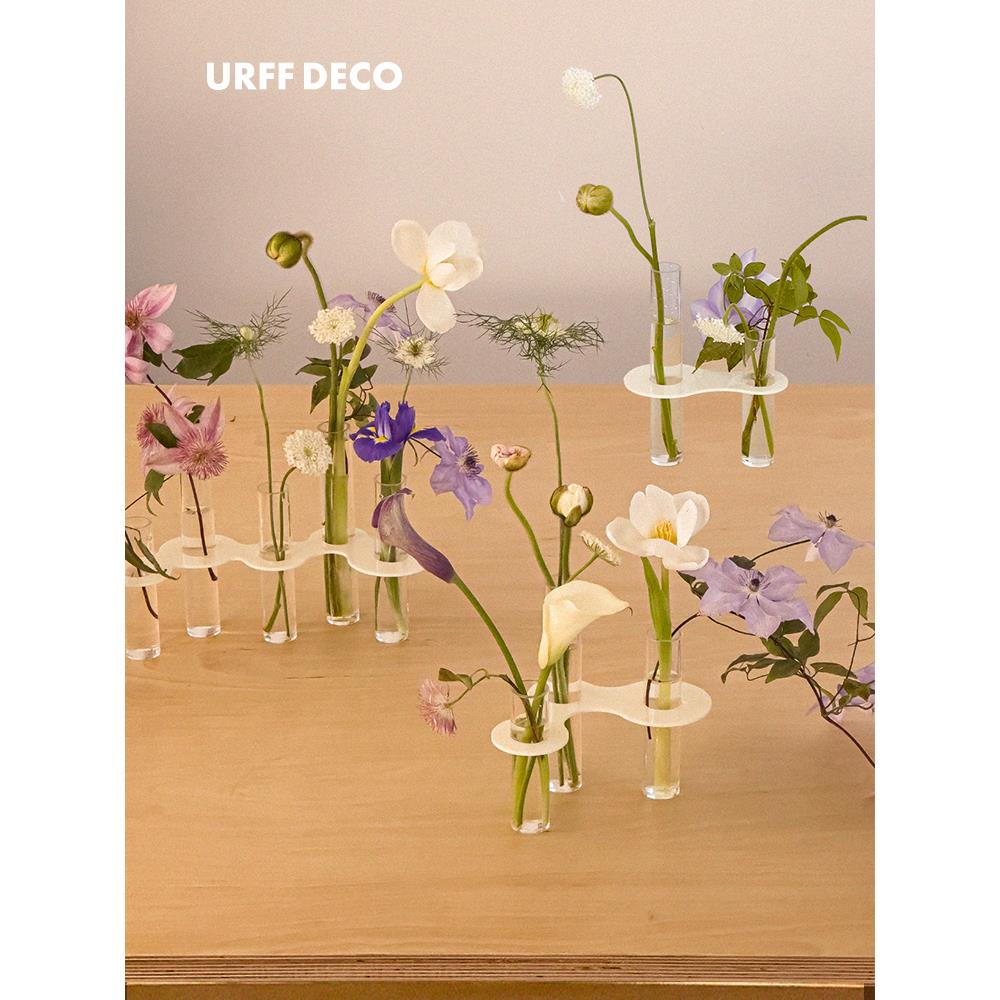 URFF DECO分子试管花瓶 侘寂风灵感花器亚克力建筑线条感北欧极简