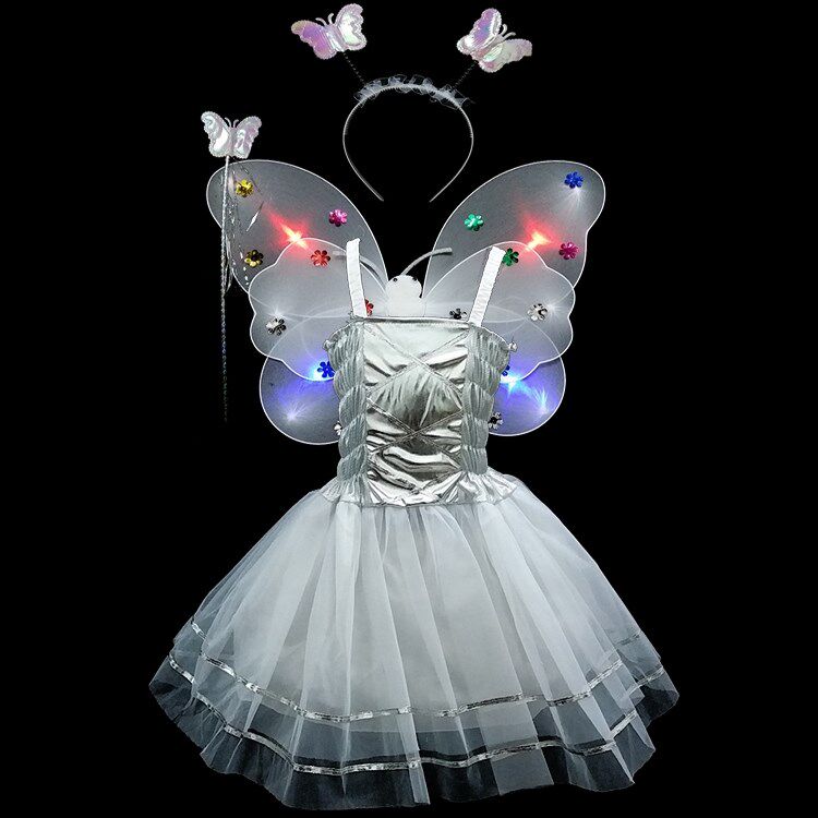 高端裙u仙子万圣节演出裙花w蝴蝶翅膀儿童奇妙仙子连衣服小魔奢华