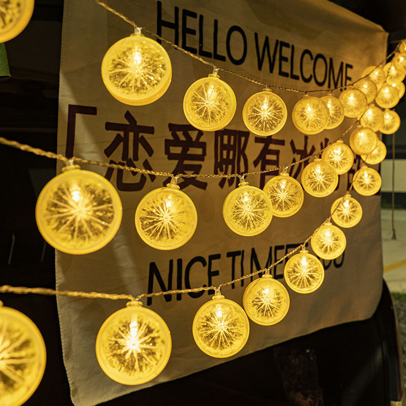 夜市摆地摊氛围灯汽车后备箱网红摆摊专用led装饰柠檬彩灯串灯带