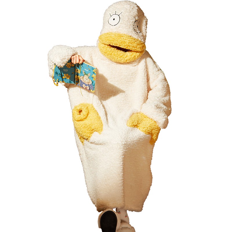 伊丽莎白睡衣冬季鸭子连体搞怪睡袋男女款可爱卡通星黛露情侣睡袍