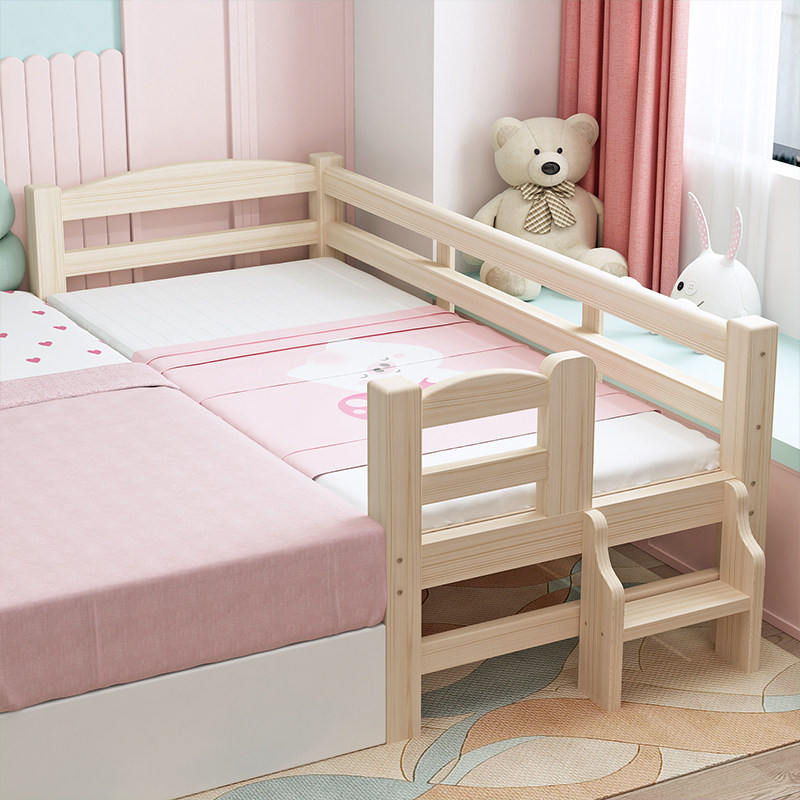 床睡10有小床5女孩1m的床实美式岁儿童拼接木15米全的男孩单人