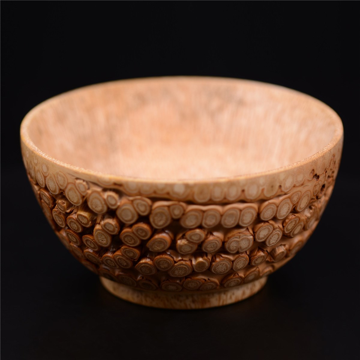 满钉老竹根小竹碗无漆修钉手工打磨实心玉竹竹雕其他特色工艺品