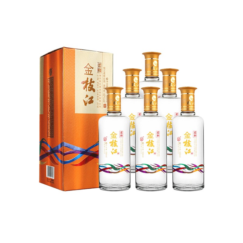 正品枝江大曲42度柔和金枝江500mlx6瓶整箱固态发酵白酒纯粮食酒