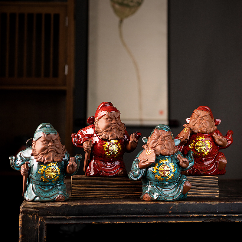 禅意创意摆件钟馗天师家居玄关办公室桌面茶宠中式装饰陶瓷工艺品