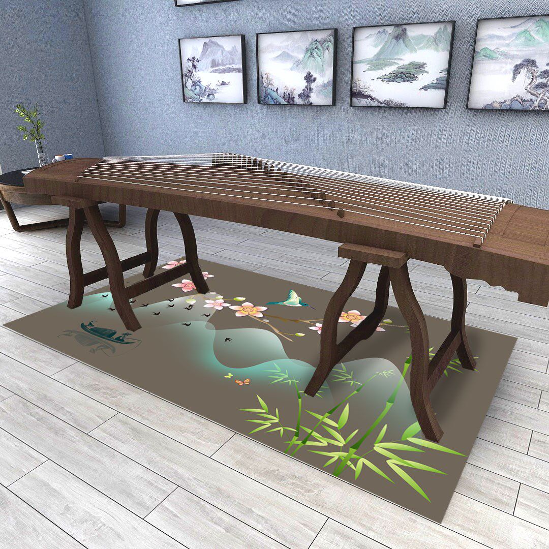 古筝地毯地垫配件客厅中式中国国风古典水墨画地毯
