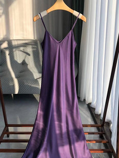超仙气的紫色真丝丝滑小吊带连衣裙子女初春夏爆款高端时尚鱼尾裙