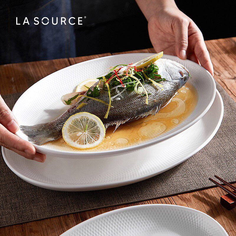 家用蒸鱼盘子轻奢高级感椭圆盘子
