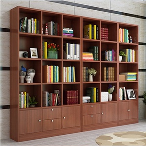 秋飒书柜书架组合落地带门储物柜层架木质板式办公室书架带抽屉书