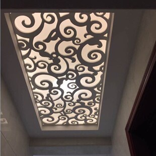 吊顶欧式 镂空雕花板走廊过道天花花格通花cy 高密度pvc木塑板中式