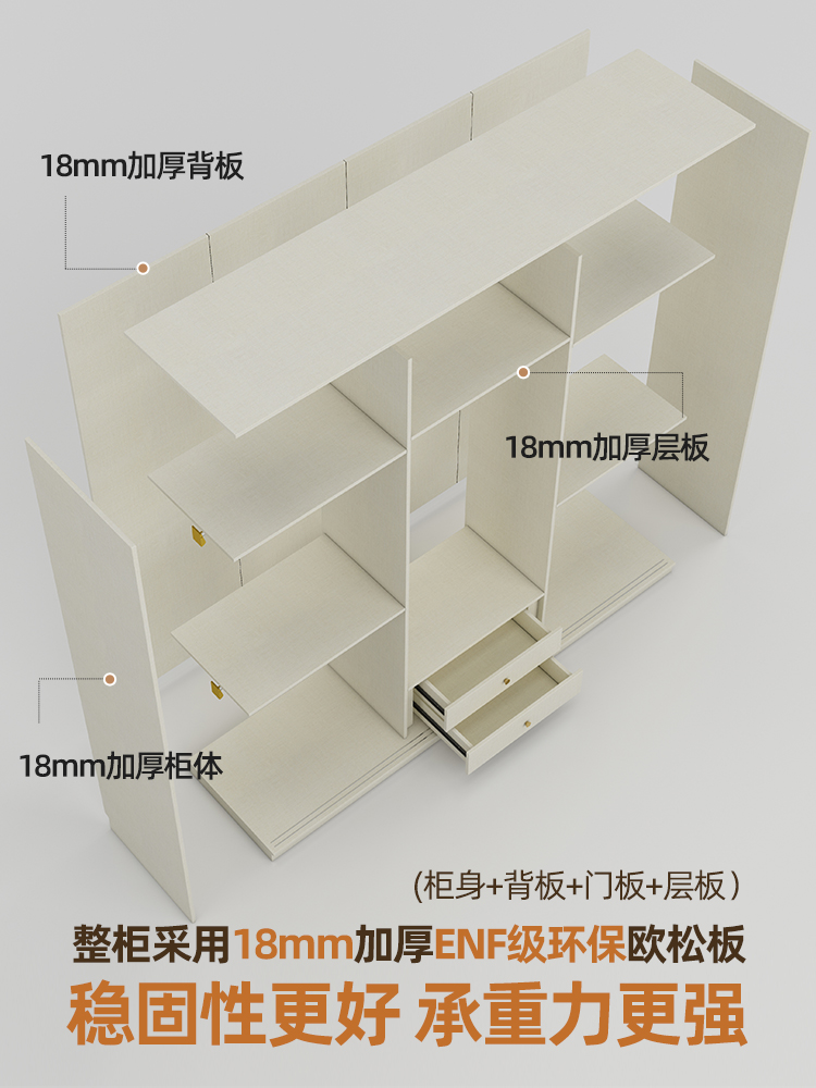 定制拉推门衣柜加高2.5/2.62.8/3米移滑门木具格家用/卧大室小户