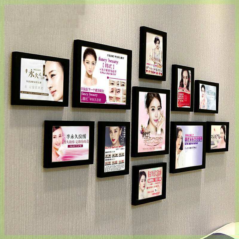 美甲美容店墙美睫纹绣画框挂v墙装饰相合照片创片眉眼唇相框组意