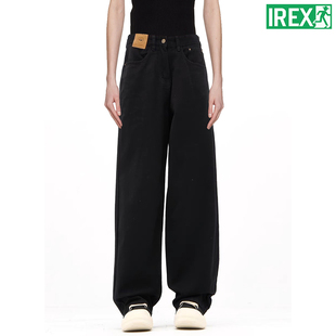 IREX美式垂感简约cleanfit宽松直筒黑色牛仔裤男休闲复古裤子高街