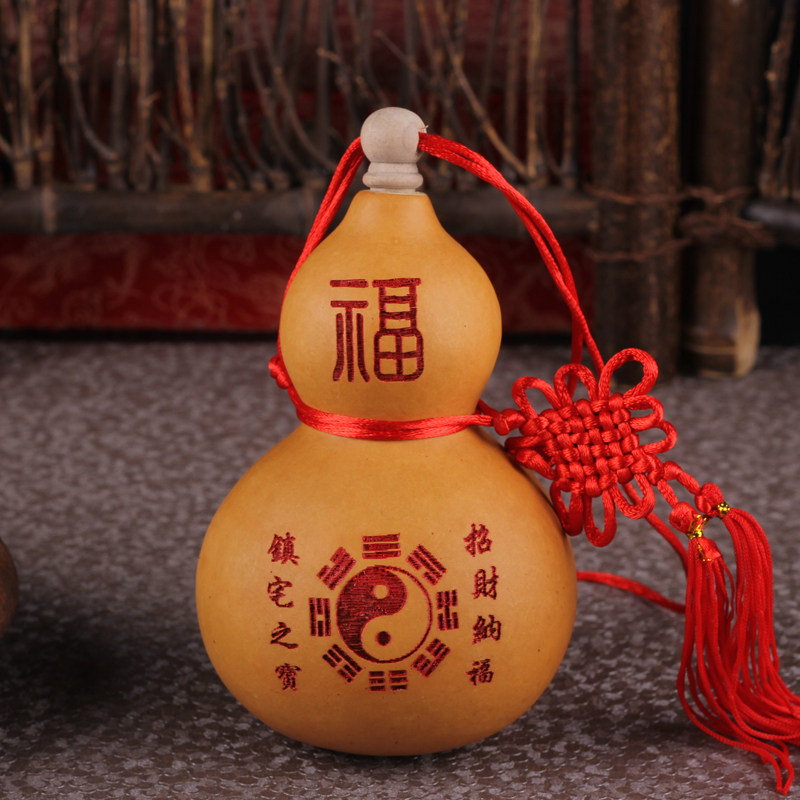 新水葫芦挂件开口葫芦镇宅辟邪招财纳福宝葫芦摆t件雕刻八卦经文