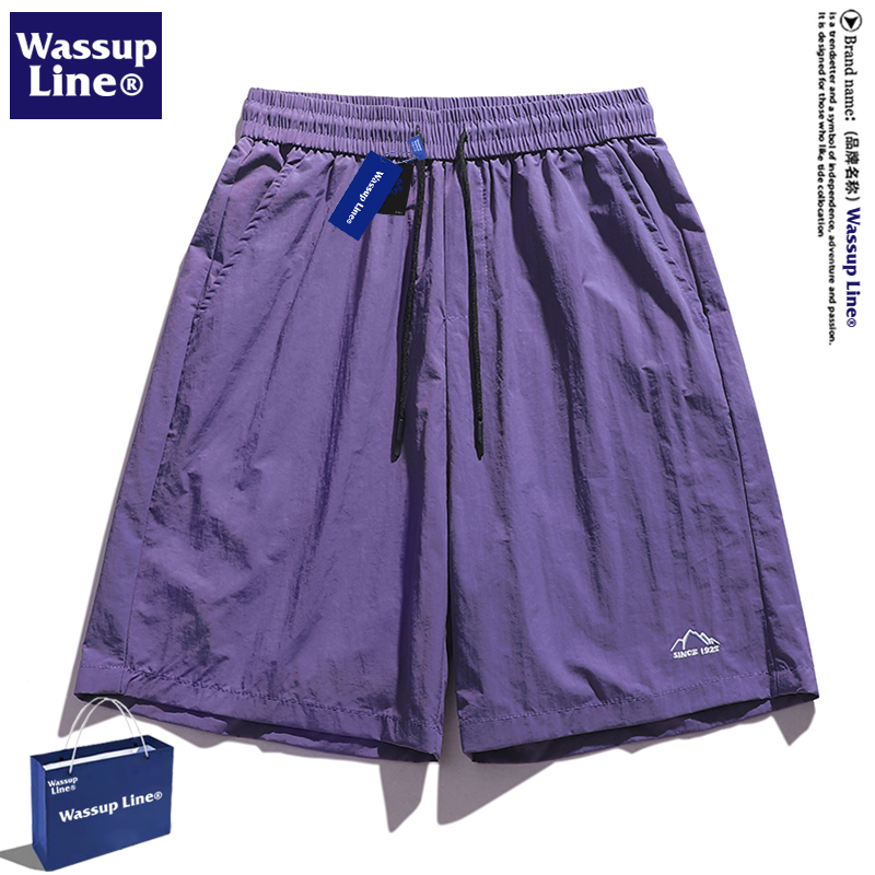 WASSUP Line潮牌男士短裤休闲夏季百搭菱格大众青少年潮流五分裤