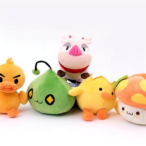正版授2官黄冒险岛权毛绒小公仔小方g鸭绿水灵蛋壳鸭漂漂猪等现货
