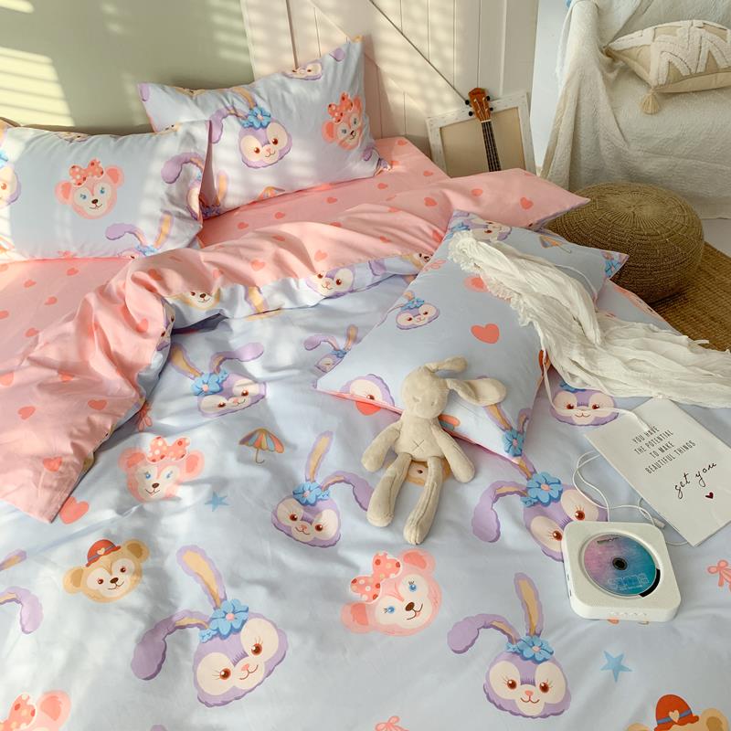 可爱小兔兔四件套全棉纯棉卡通床单被套床上用品1.5m1.8米少女心