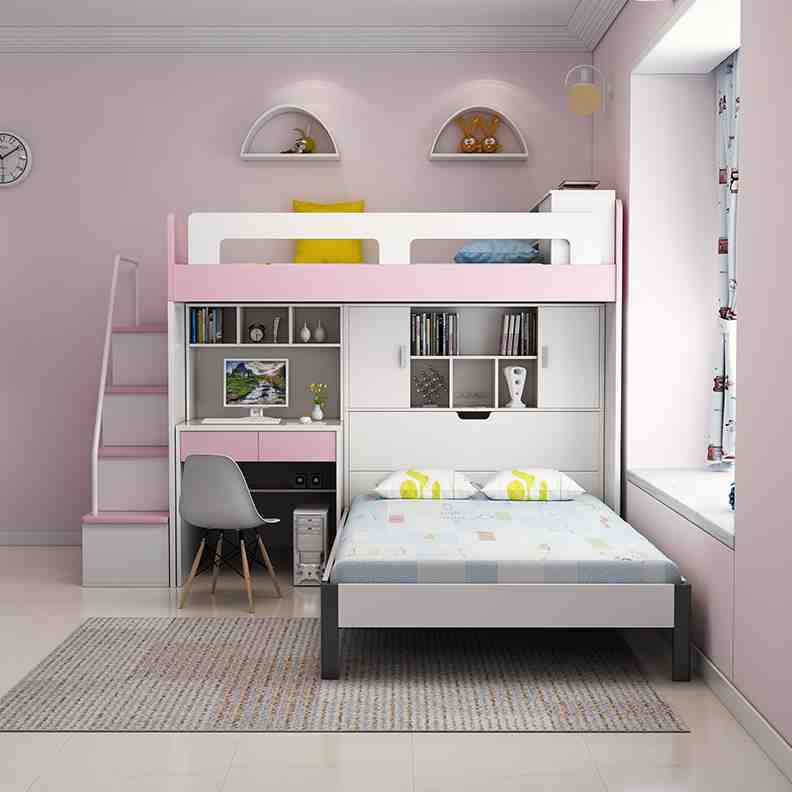 高档寝舒堡 多功能组合床带衣柜上下床双层床高低床15米储物高箱